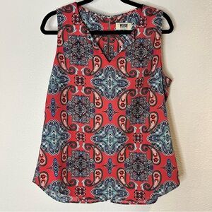Verse Women's Coral Paisley Sleeveless Blouse Size Large